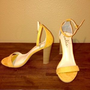 Lulus Yellow Suede Ankle Strap Heels (1 wear!!!)